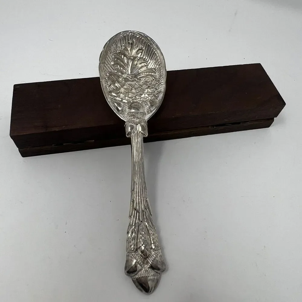Vintage Silver Plated Ornate Pineapple Pinecone Design Fruit Spoon